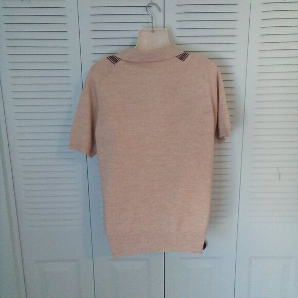 VTG ST MICHAEL SZ M DAD POLO STYLE KNIT SWEATER SHORT SLEEVES STRIPES BOWLING - Picture 2 of 4